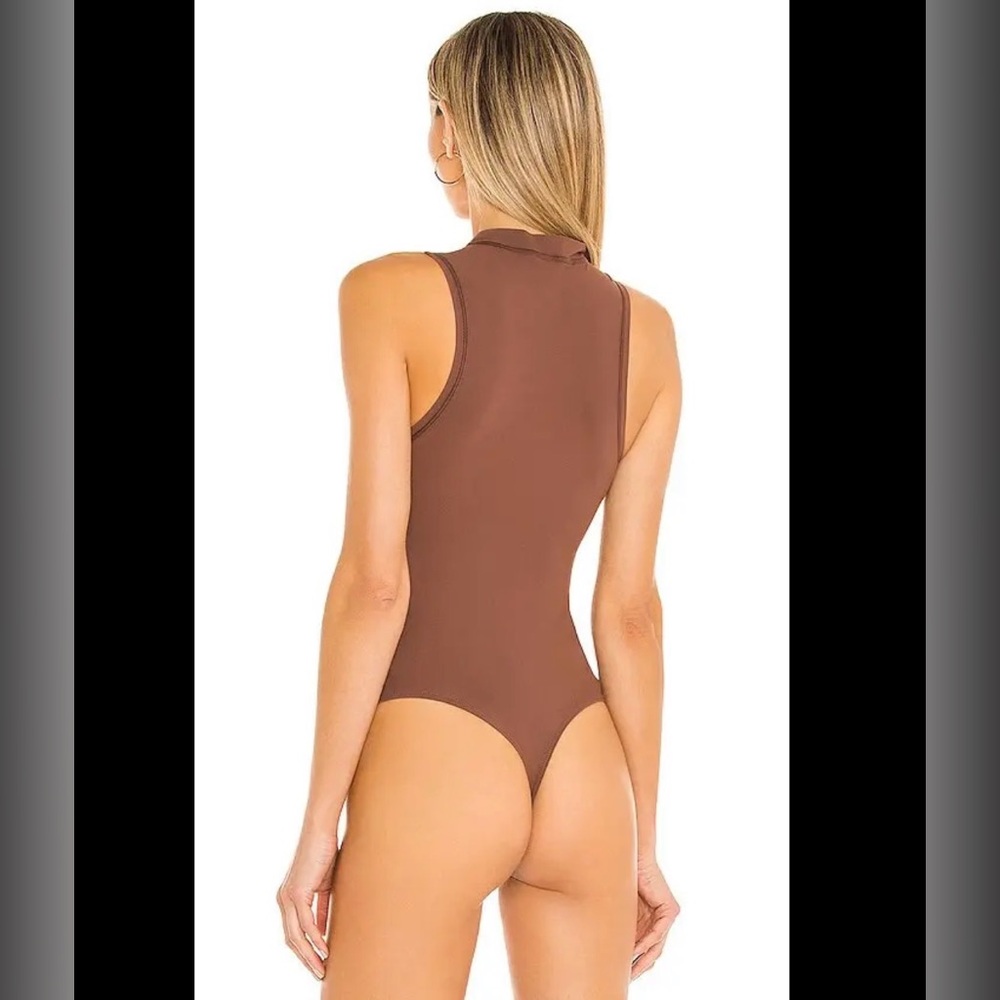 ALIX NYC Cody Silk Jersey Mock Neck Bodysuit Chocolate Brown NWT Size XS - Picture 4 of 14